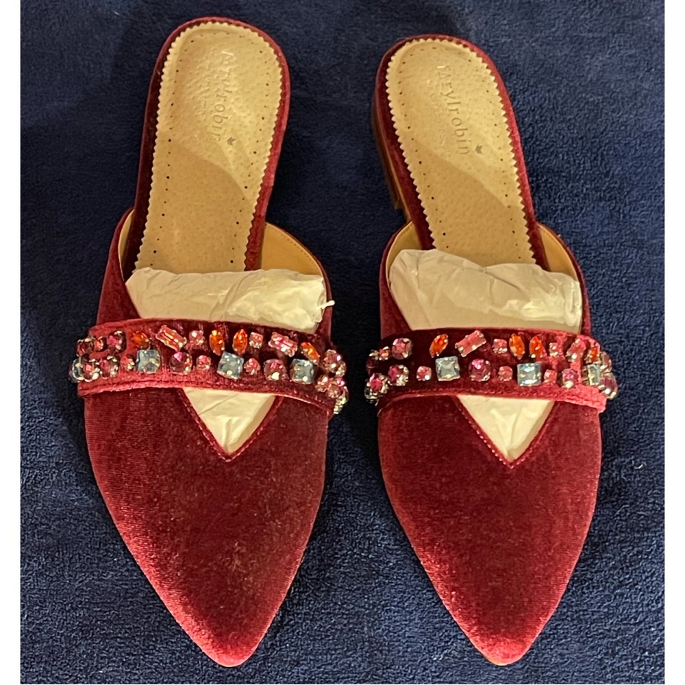 Anthropologie Farylrobin Tarray Embellished Velvet Flats NWT SZ 10 - Picture 5 of 15
